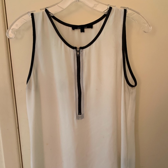 White Sleeveless Blouse with Leather Zip-Up - Picture 1 of 4